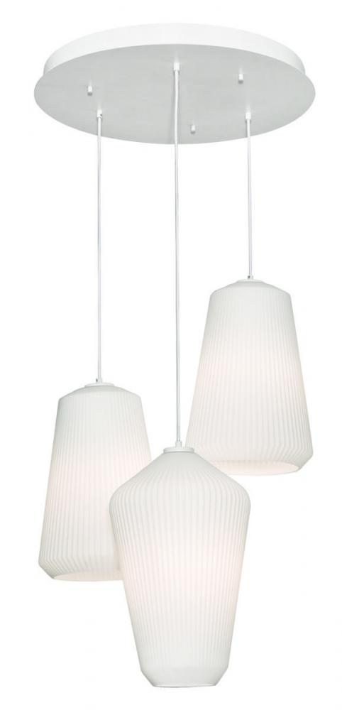 Lily 3 Light Round Pendant,120V,White