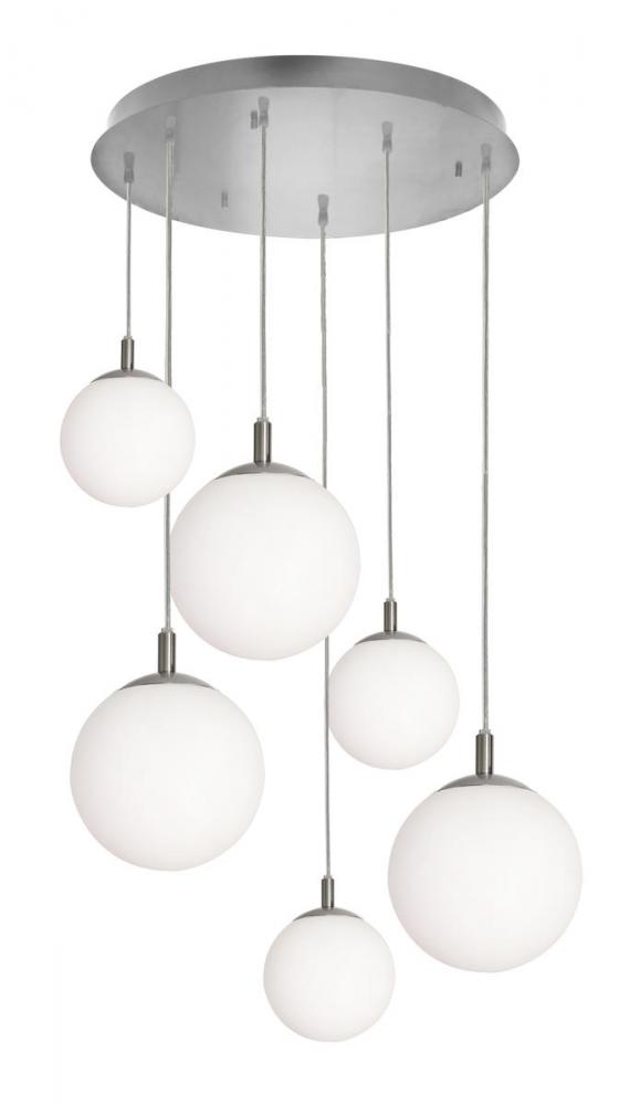 Loretto 6 Light Round Pendant,120V,Satin Nickel