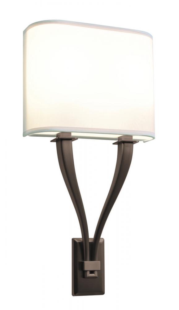 Tory 11'' LED Sconce- Oakley Bronze Finish - White Linen Shade