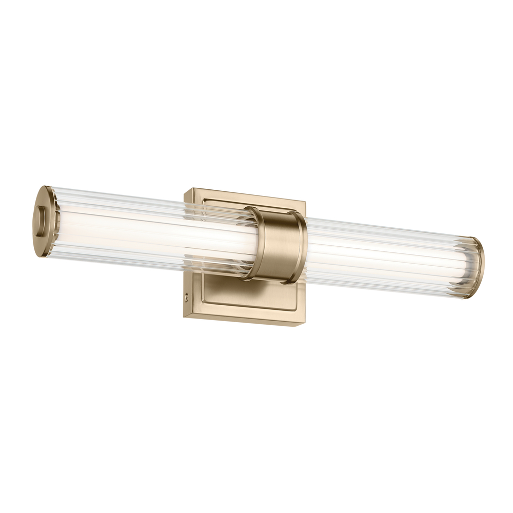 Laurene 18.5" Linear Bath Bar Small LED with Clear Fluted Glass in Champagne Bronze