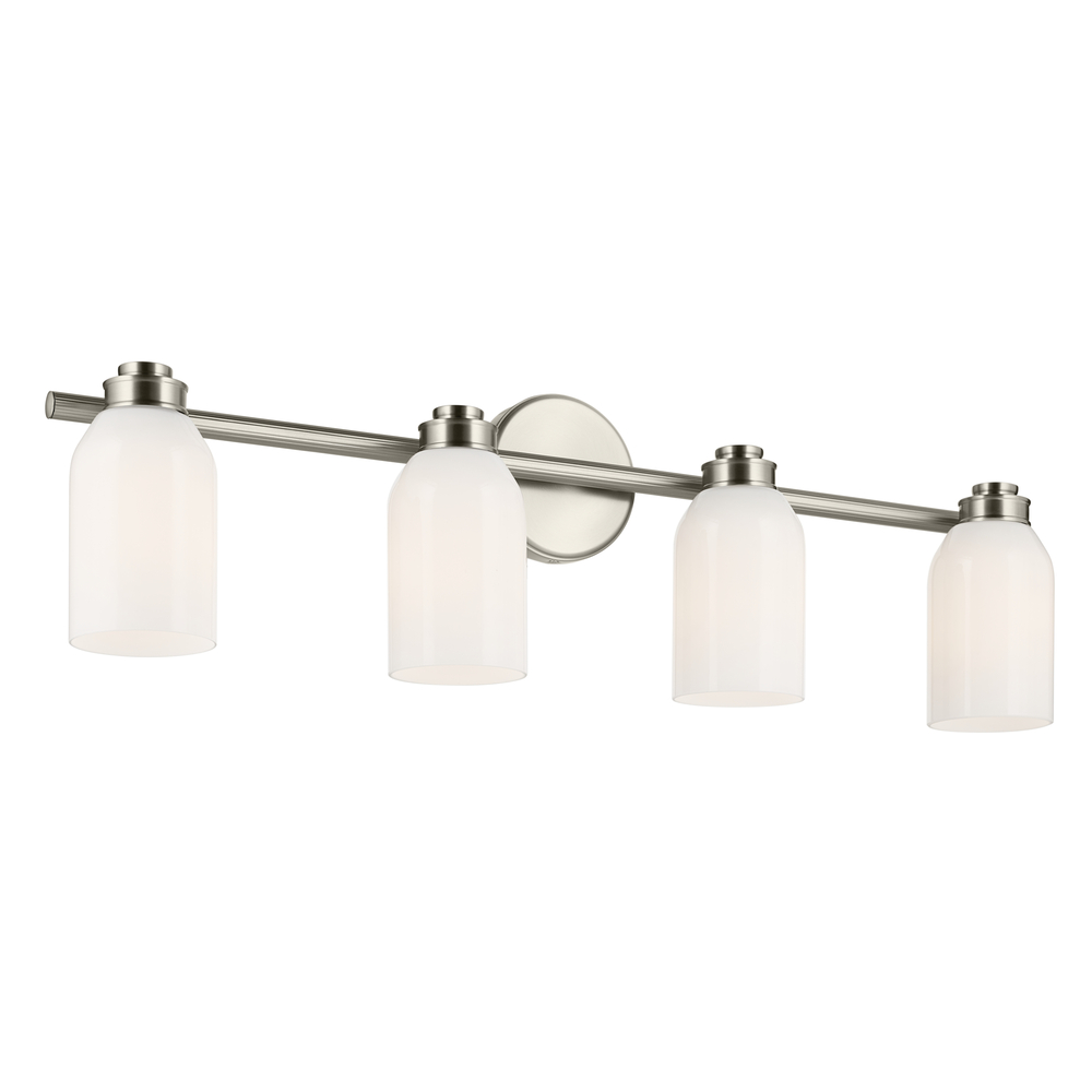 Shae 31" 4-Light Vanity Light with White Opal Glass in Brushed Nickel