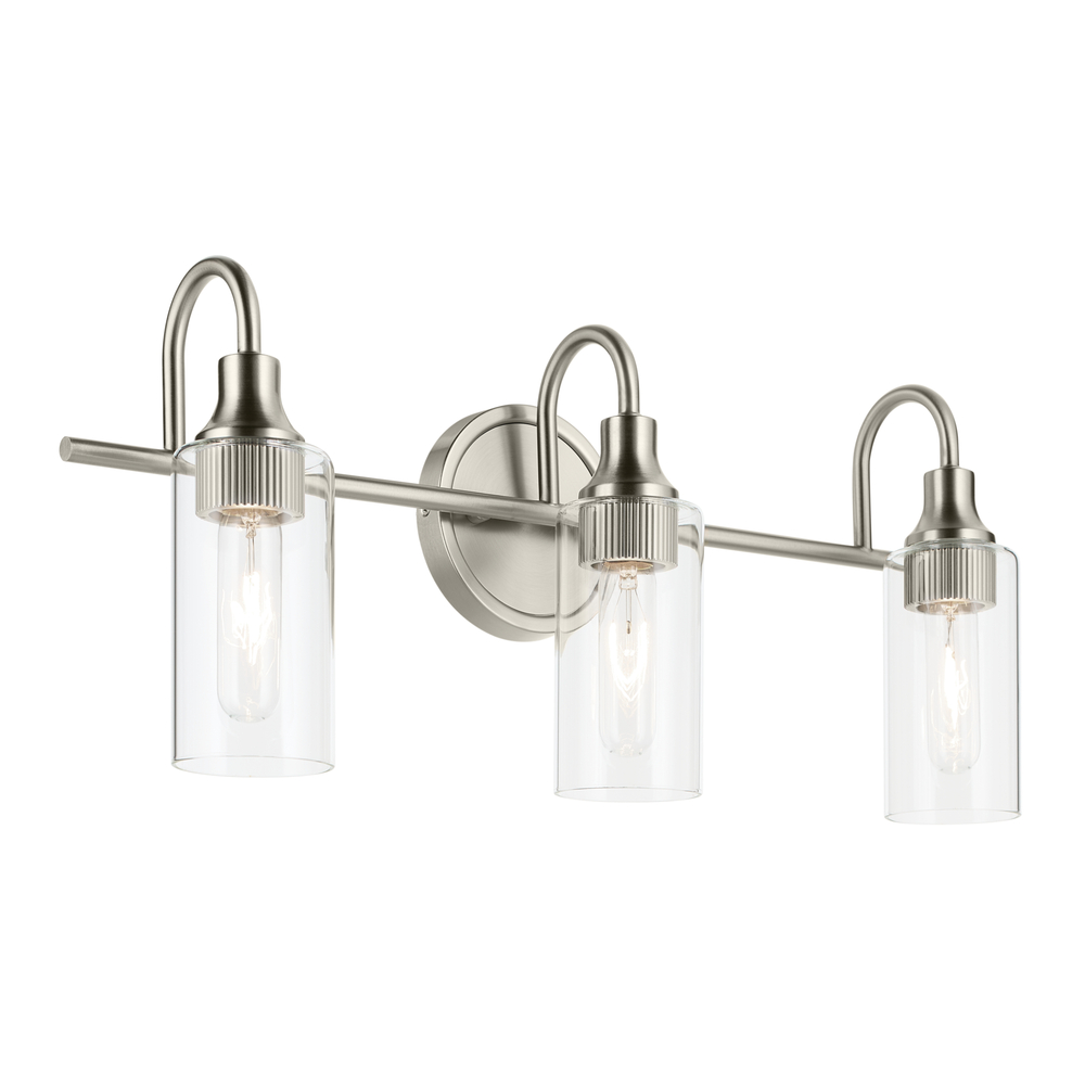 Kavi 23" 3-Light Vanity Light with Clear Glass in Brushed Nickel