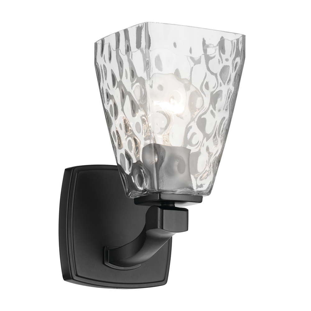 Marant 9.5" 1-Light Wall Sconce with Clear Water Glass in Black