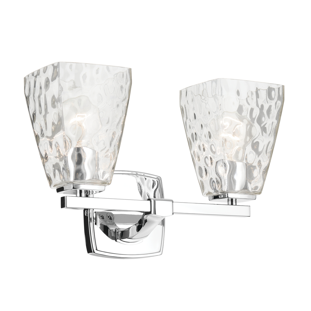 Marant 14.25" 2-Light Vanity Light with Clear Water Glass in Chrome