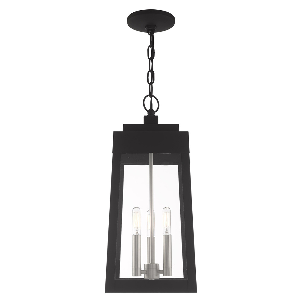 3 Lt Black Outdoor Pendant Lantern