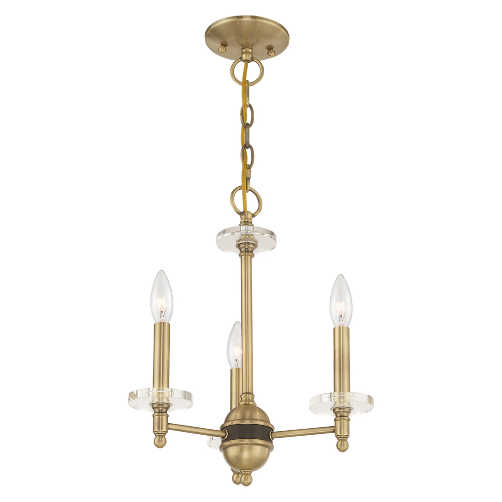 3 Lt Antique Brass Mini Chandelier