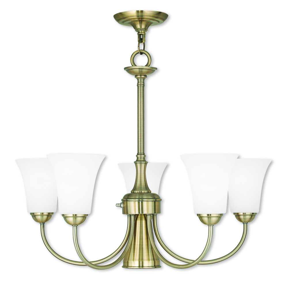 6 Light Antique Brass Dinette Chandelier