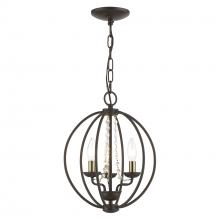 Livex Lighting 40913-07 - 3 Light Bronze with Antique Brass Finish Candles Globe Convertible Mini Chandelier/ Semi-Flush