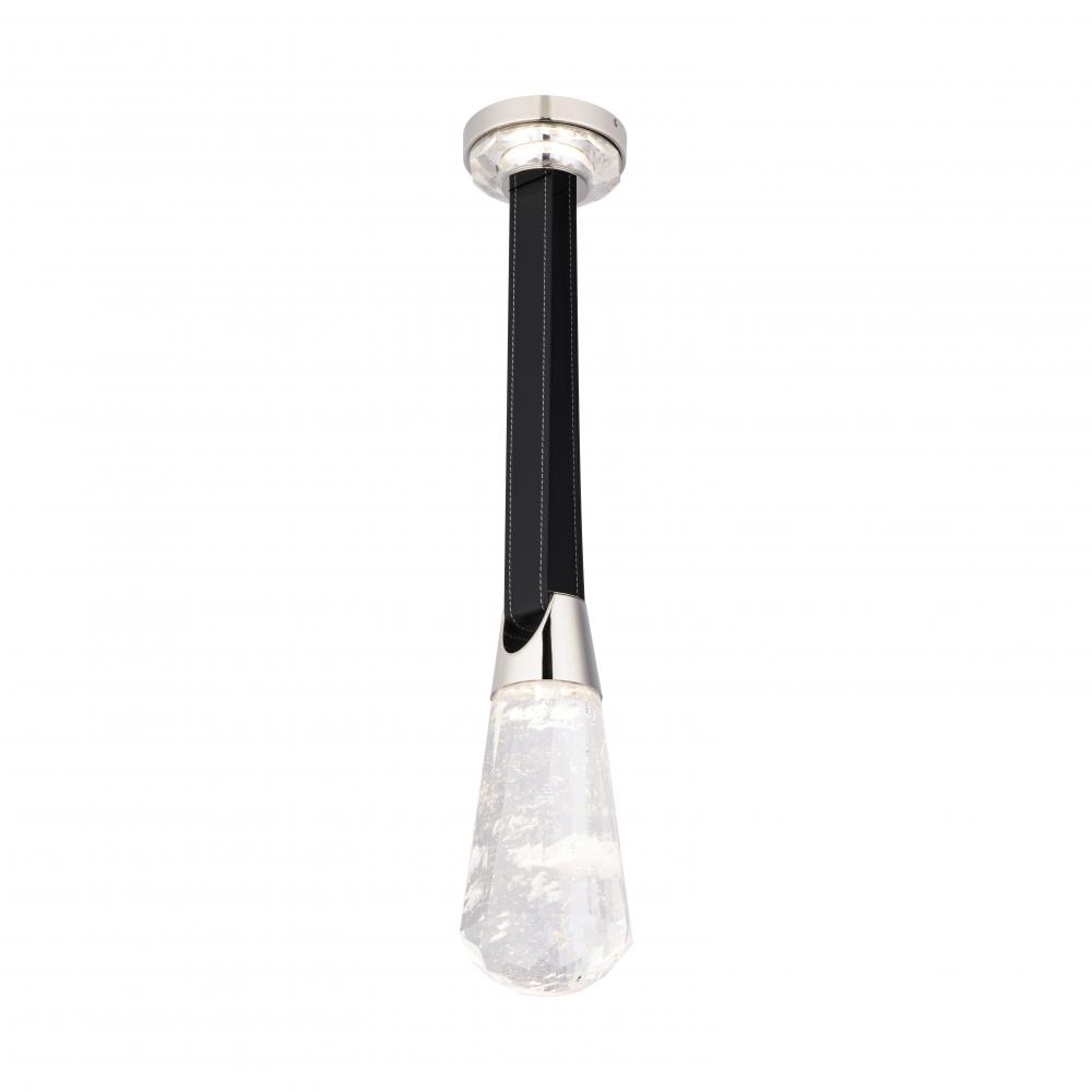 Strapped 12in LED 3000K/3500K/4000K 120V-277V Mini Pendant in Polished Nickel with Optic Haze Quar