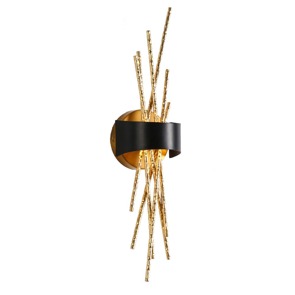 Munaskrerio 1-Light Black and Gold LED Wall Sconce