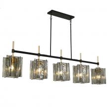 LNC Home HA0498703 - Echonalyri 5-Light Oversized Black and Brass Kitchen Island Light