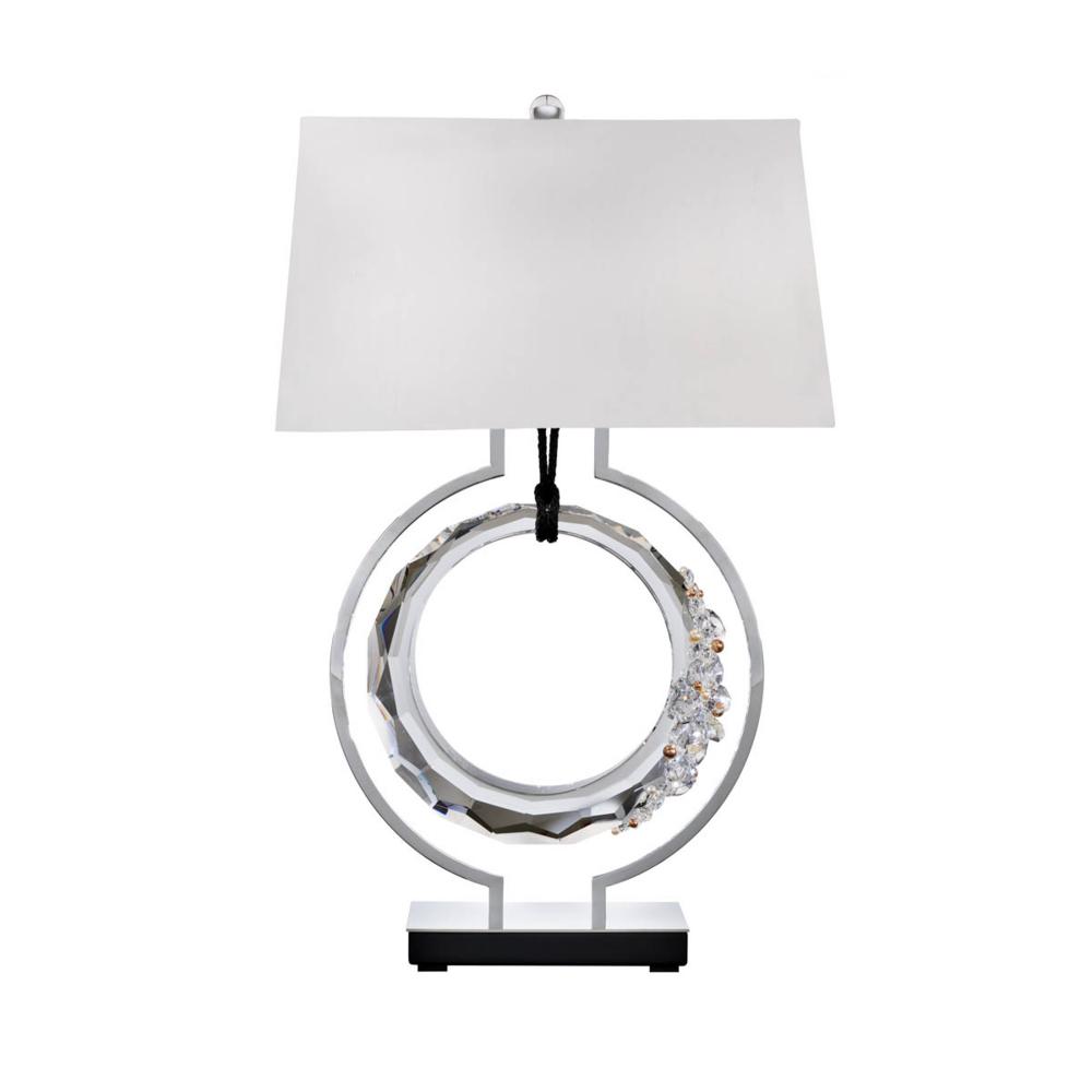 Serenity 30in 120V Table Lamp in Polished Chrome with Clear Radiance Crystal and Black Rope