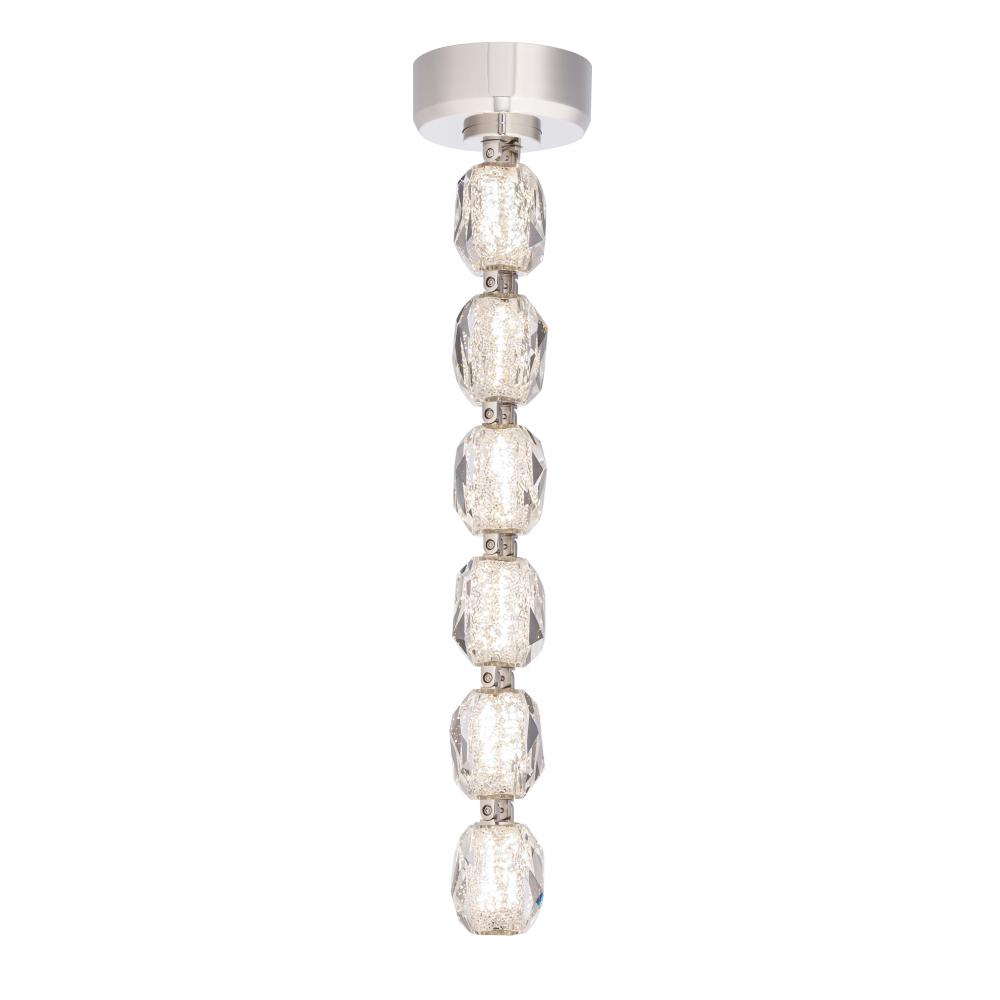 Seduction 6 Light LED 3000K/3500K/4000K 120V-277V Mini Pendant in Aged Brass with Clear Radiance C