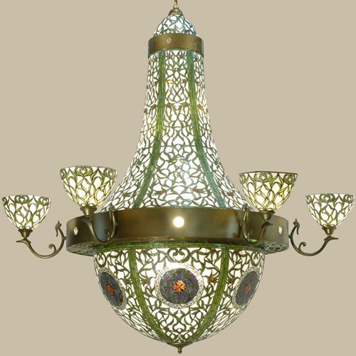 72"W Grand Tulip Medallion 6 Arm Chandelier