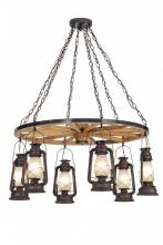 Meyda Blue 151906 - 40"W Miners Lantern 6 LT Wagon Wheel Chandelier