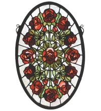 Meyda Blue 66005 - 11"W X 17"H Oval Rose Garden Stained Glass Window