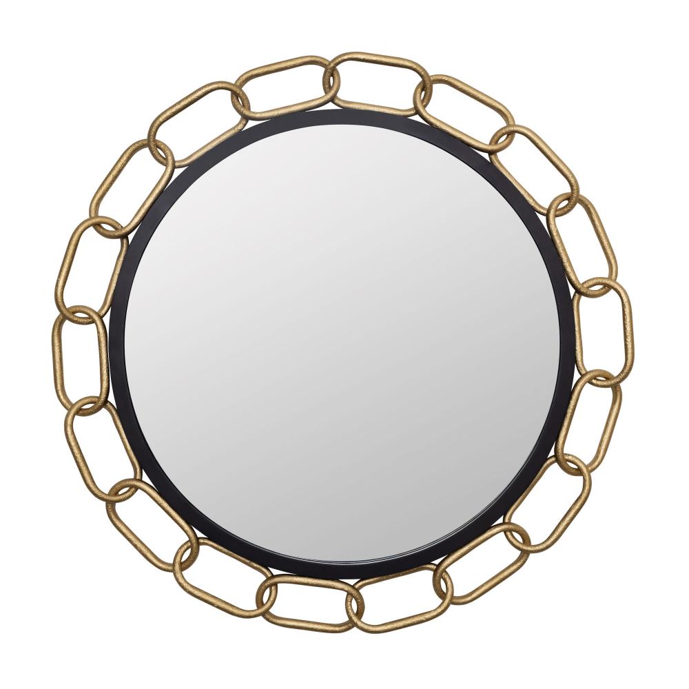 Chains of Love 30-in Round Wall Mirror - Matte Black/Textured Gold