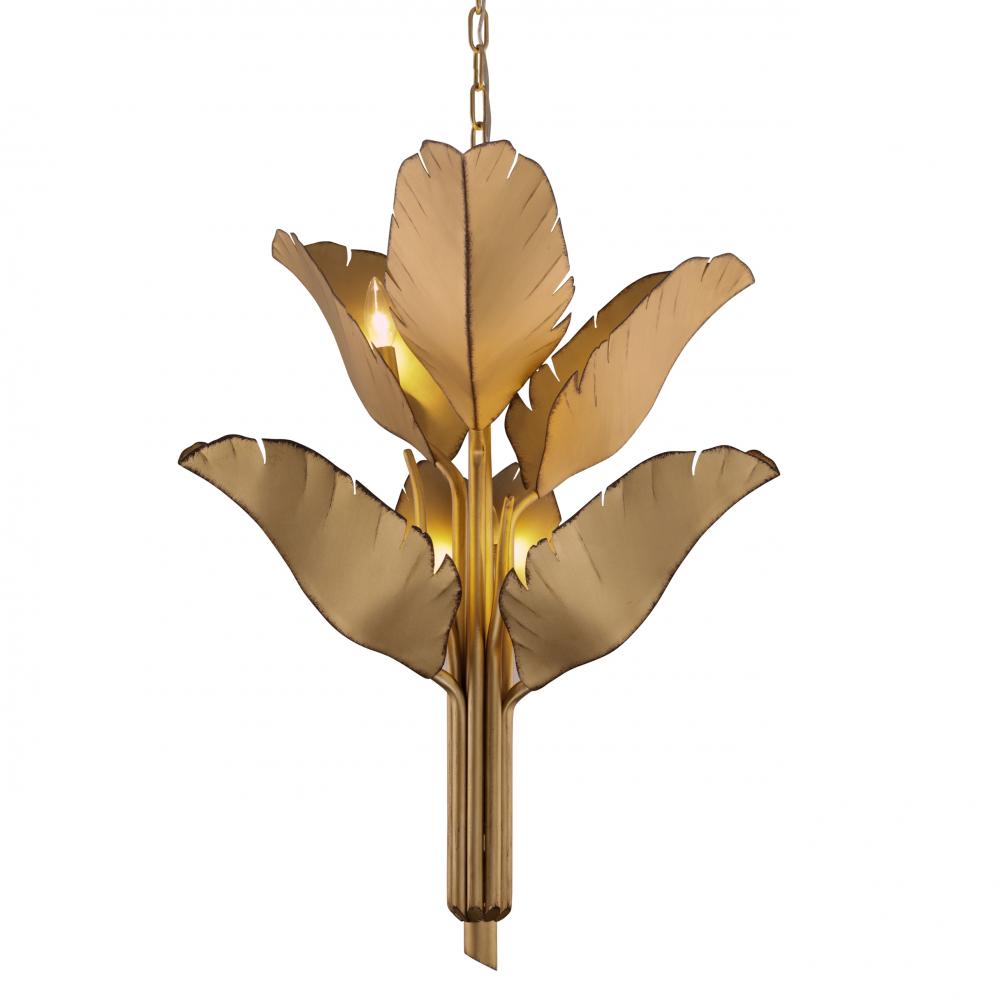 Banana Leaf 6-Lt Chandelier - Gold