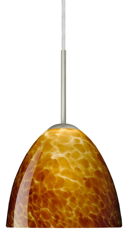 Besa Sasha LED Pendant 1Bc Amber Cloud Satin Nickel 1x9W LED