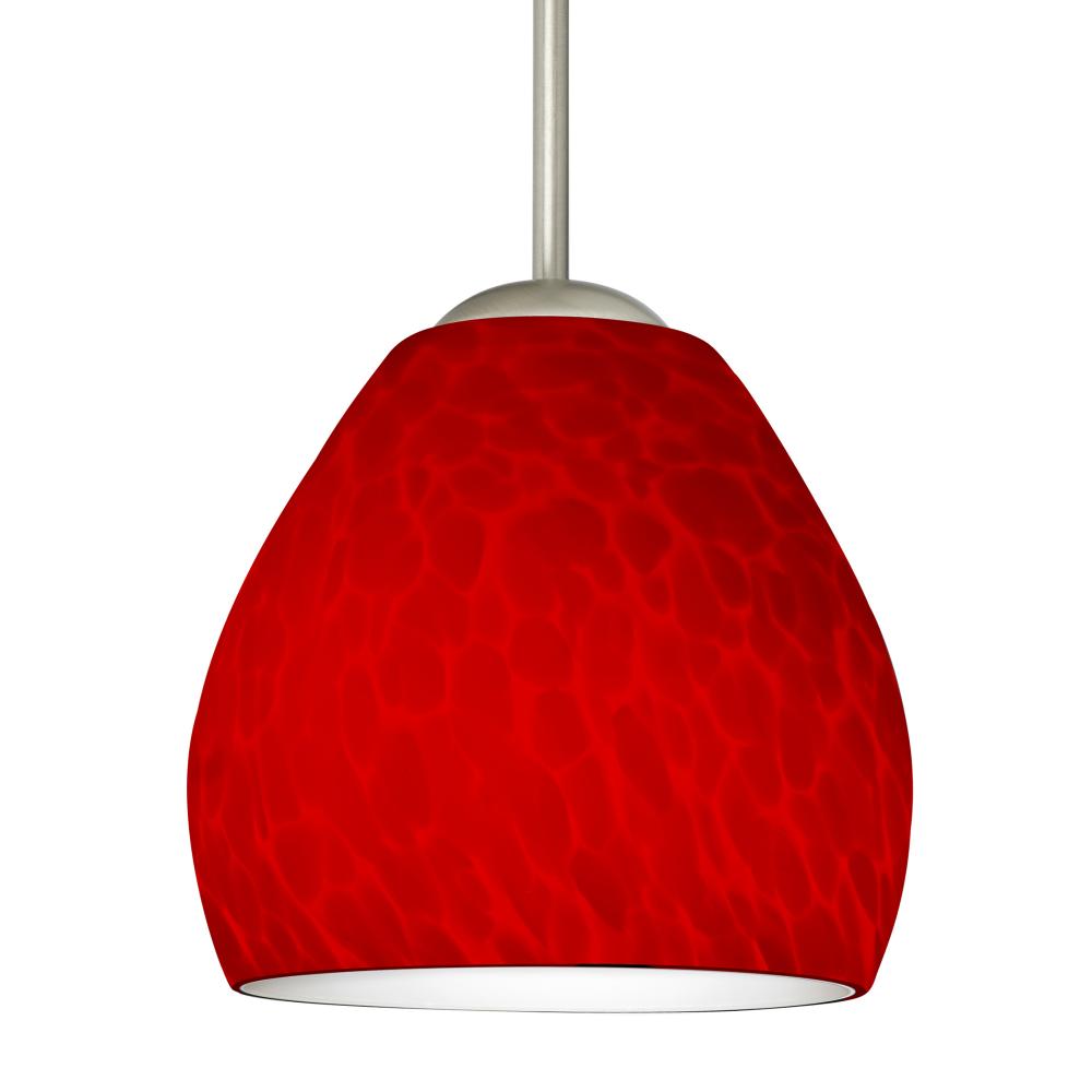 Besa Bolla Pendant Red Cloud Satin Nickel 1x40W MAX E26 Base