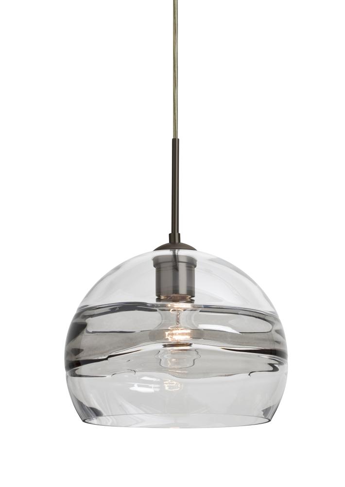 Besa Spirit 10 Pendant, Smoke/Clear, Bronze Finish, 1x60W Medium Base