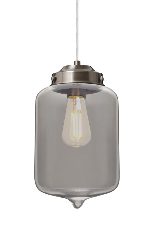 Besa Olin Pendant Satin Nickel Smoke 1x4W LED Filament