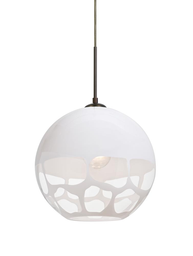 Besa, Rocky Cord Pendant, White, Bronze Finish, 1x60W Medium Base