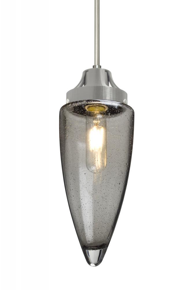 Besa, Sulu Cord Pendant, Smoke Bubble, Satin Nickel Finish, 1x4W LED Filament