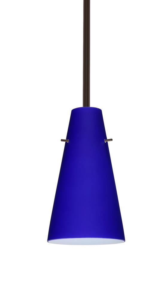 Besa Cierro Stem Pendant Bronze Cobalt Blue Matte 1x100W Medium Base