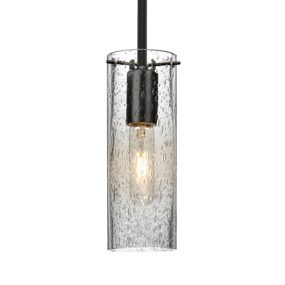 Besa, Juni 10 Stem Pendant, Clear Bubble, Black, 1x60W MAX E26 Base