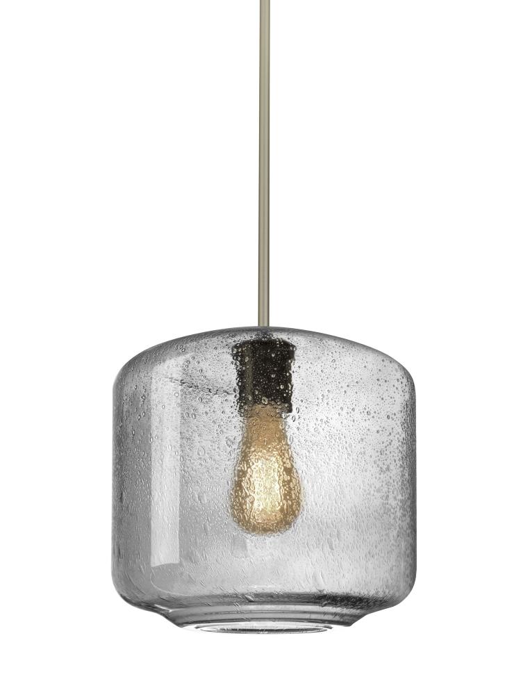 Besa Niles 10 Pendant, Clear Bubble, Bronze Finish, 1x4W LED Filament