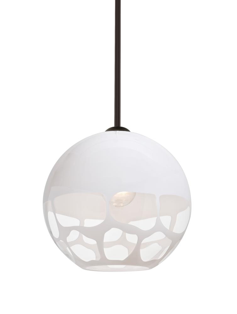 Besa, Rocky Stem Pendant, White, Bronze Finish, 1x60W Medium Base