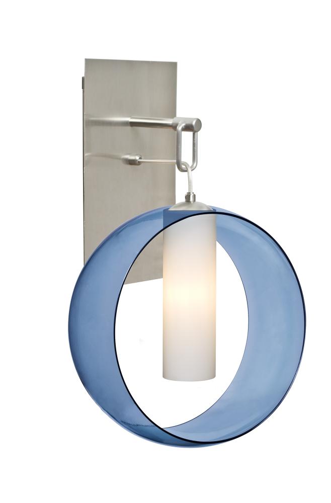 Besa, Plato Wall Pendant, Blue/Opal, Satin Nickel Finish, 1x5W LED