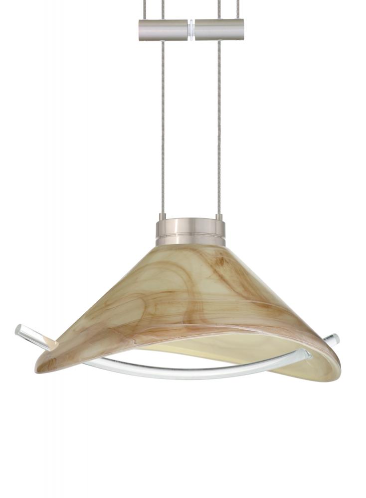 Besa Pendant Hoppi Satin Nickel Mocha/Clear 1x50W Halogen