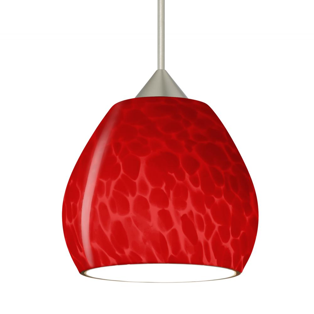 Besa, Tay Tay Cord Pendant, Red Cloud, Satin Nickel Finish, 1x50W MAX GY6.35 Base