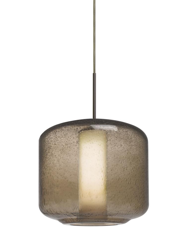 Besa Niles 10 Pendant, Smoke Bubble/Opal, Bronze Finish, 1x7W LED Filament