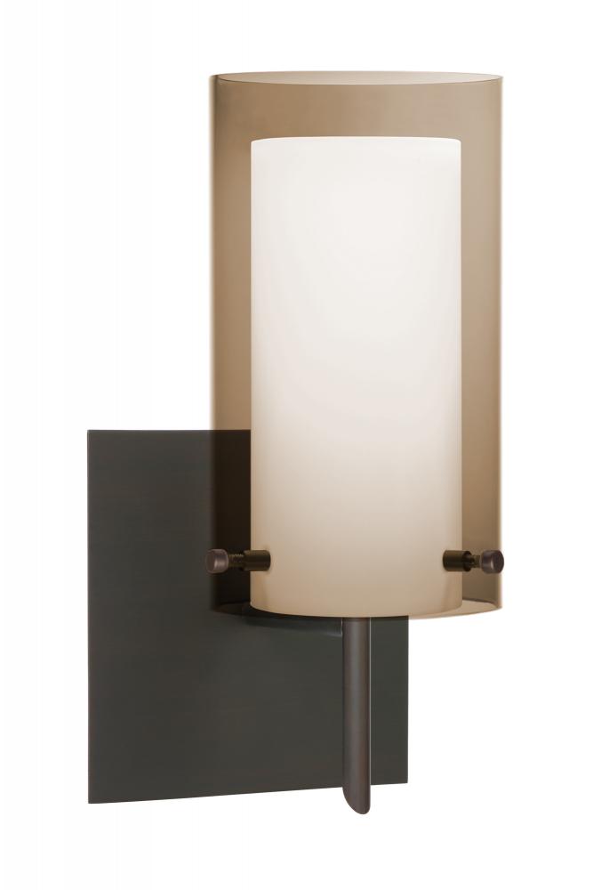 Besa Pahu 4 Wall With SQ Canopy 1SW Transparent Smoke/Opal Bronze 1x5W LED