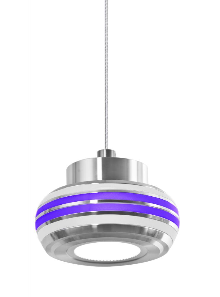 Besa, Flower Cord Pendant, Frost/Purple, Satin Nickel Finish, 1x6W LED