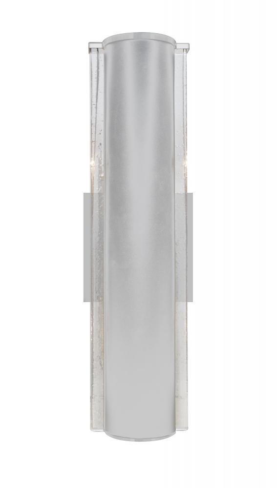 Besa, Espada 16 Outdoor Sconce, Silver/Clear Bubble, Silver Finish, 2x60W Medium Base