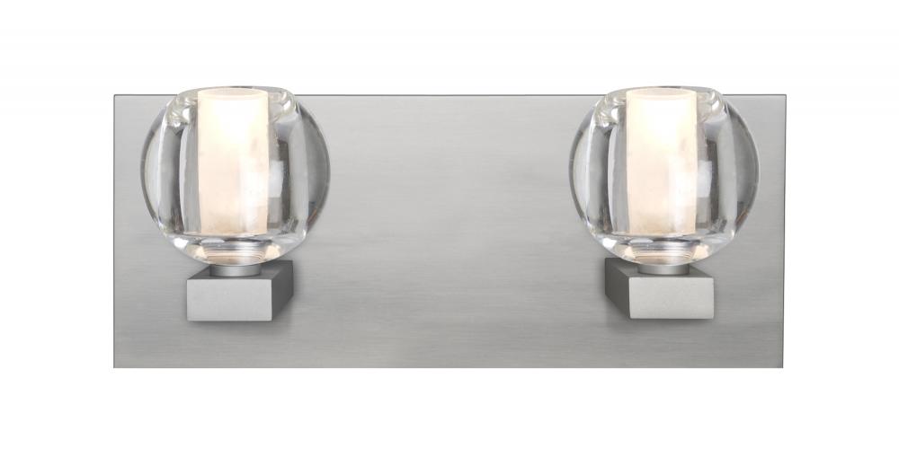 Besa, Boca Vanity, Clear, Satin Nickel Finish, 2x40W Halogen