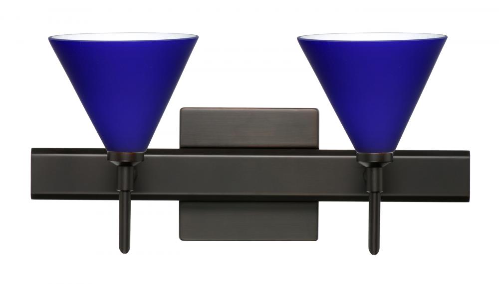 Besa Wall With Sq Canopy Kani Bronze Cobalt Blue Matte 2x40W G9