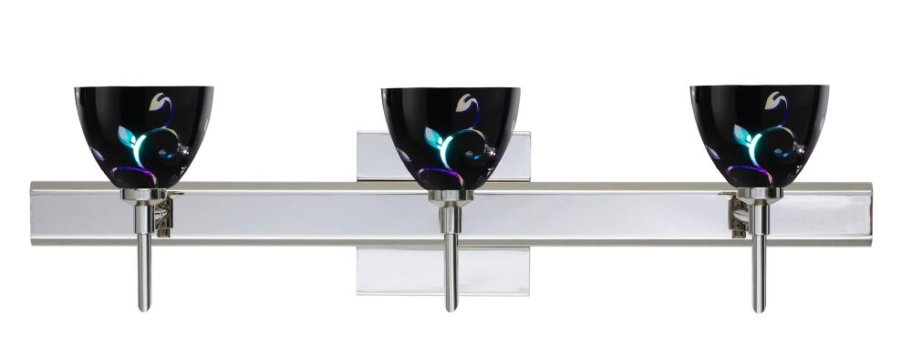 Besa Divi Wall With SQ Canopy 3SW Black Dicro Vine Chrome 3x5W LED