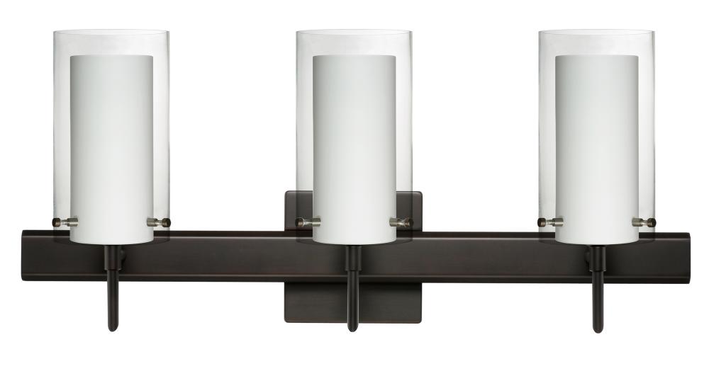 Besa Pahu 4 Wall With SQ Canopy 3SW Clear/Opal Bronze 3x5W LED