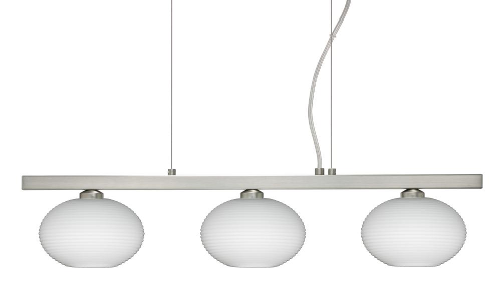 Besa Lasso Pendant 3LP Satin Nickel Opal Matte 3x5W LED