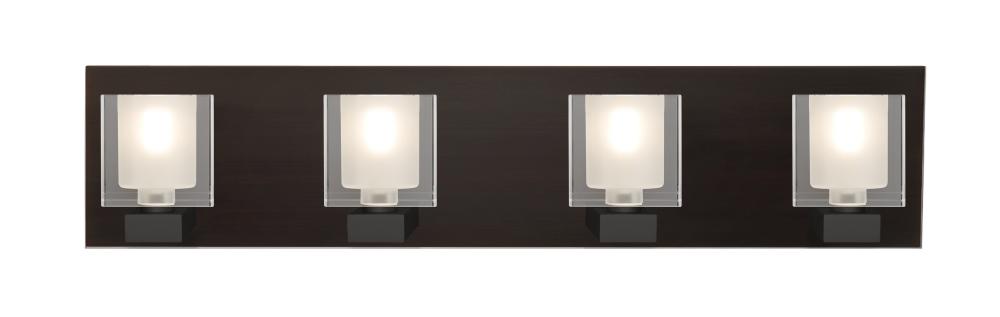 Besa, Bolo Vanity, Clear/Frost, Bronze Finish, 4x40W Halogen