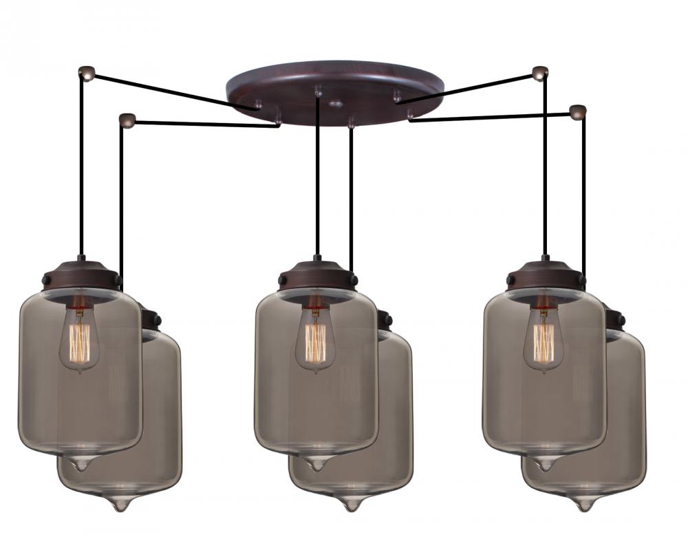 Besa Pendant Olin Bronze Transmirror 6X60W Edison