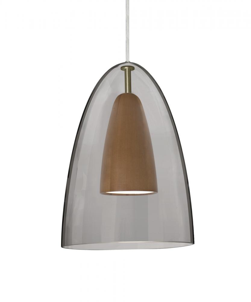 Besa, Dano Cord Pendant For Multiport Canopy, Smoke/Medium, Satin Nickel Finish, 1x9W