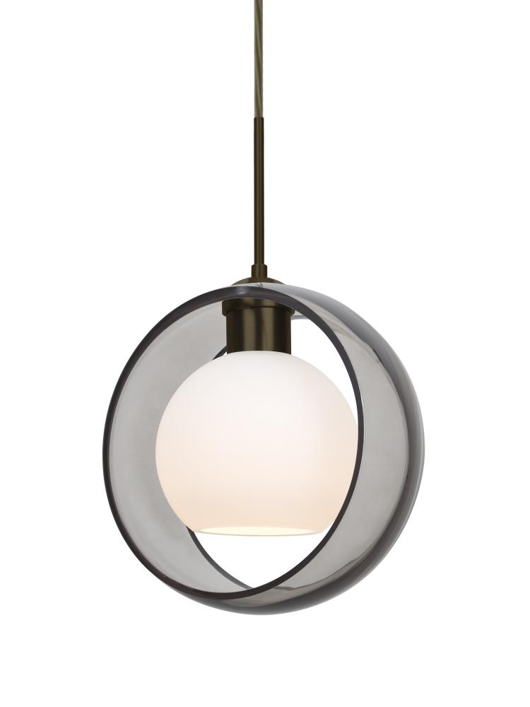 Besa Mana Pendant For Multiport Canopy, Smoke/Opal, Bronze Finish, 1x9W LED