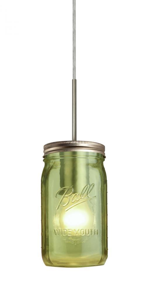 Besa Pendant For Multiport Canopy Milo 4 Satin Nickel Green 1x40W Medium Base A15