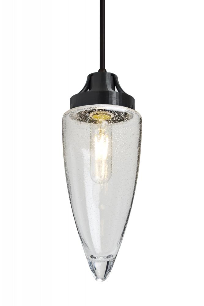 Besa, Sulu Cord Pendant For Multiport Canopy, Clear Bubble, Black Finish, 1x4W LED Fi